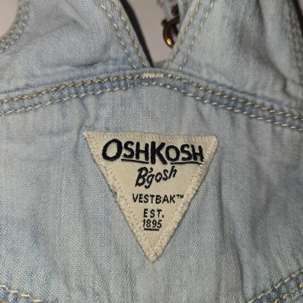 Oshkosh B'gosh 9 Month Blue Denim Lined Overalls Vestbak Baby Infant Snap Inseam